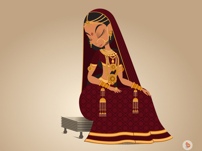The Solah Shringar of Indian Bride digital illustration geometrical design indian bride indian costume indian culture indian illustration indian wedding jewellery solah shringar vector artwork