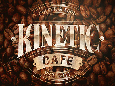 Kinetic Cafe blackboard cafe chalk coffee handdrawn icon lettering logo typo typography vintage