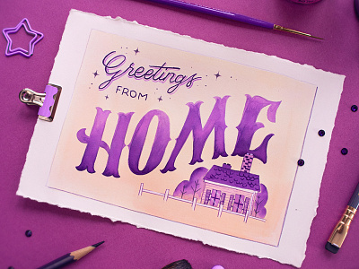 HOME – Peachtober Challenge 2020 custom type design hand drawn illustration lettering painting peachtober peachtober20 type typography watercolor watercolor painting watercolour