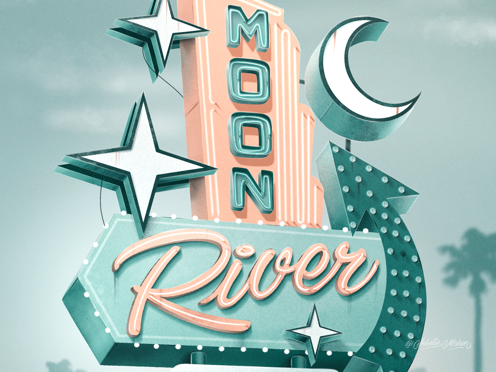 Audrey Hepburn Retro Sign on Procreate – #Retroctober 2021 3d animation custom type design digital hand drawn illustration lettering procreate retro retro sign retroctober type typography vintage