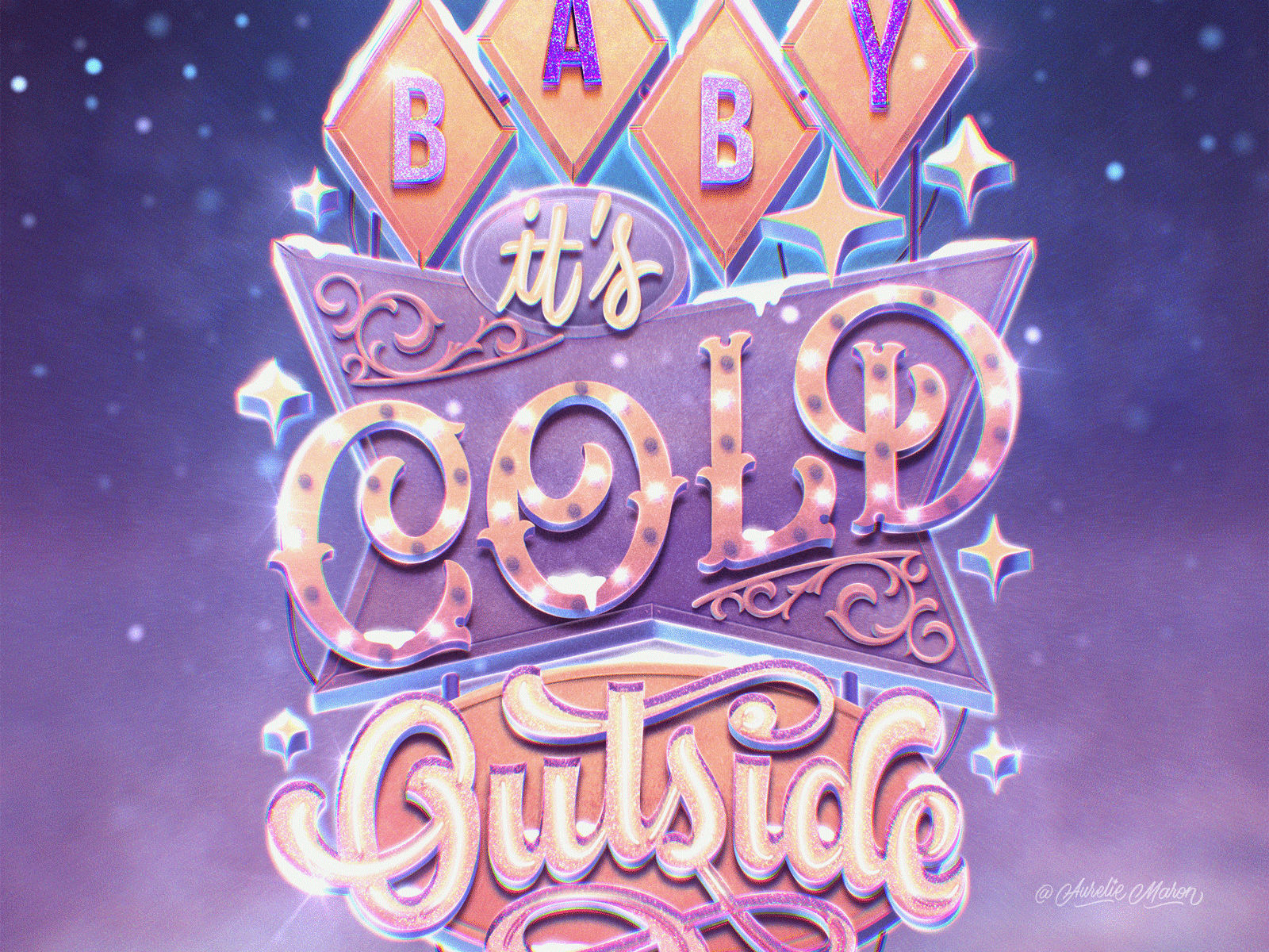 "Baby It's Cold Outside" Retro Sign on Procreate 3d christmas christmas artwork custom type design digital graphic design hand drawn holiday illustration lettering procreate retro type typography vintage
