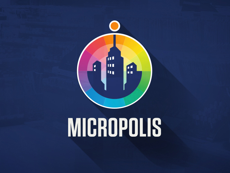 Micropolis – Rebrand skyscraper city buildings colour wheel stationery raibow logo logotype computing