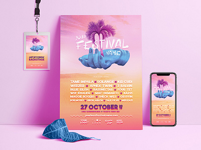 Music Festival Poster brochure template festival flyer designs mock up music poster poster art typography