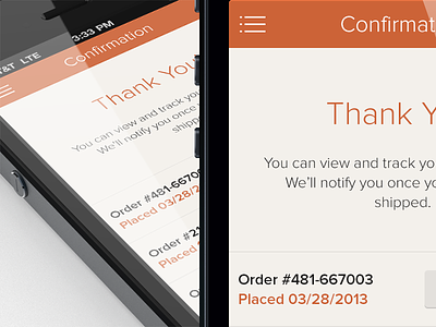 iOS Mobile Shopping Cart - Confirmation Screen ecommerce flat ios