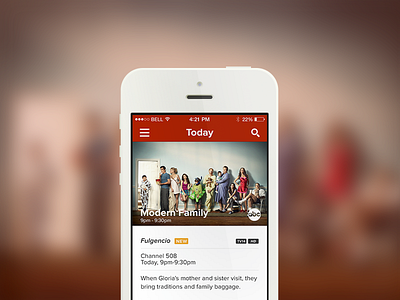 TV Programming App - iOS 7 Update blur ios ios 7 ios7 iphone mobile app proxima nova retina stack nav