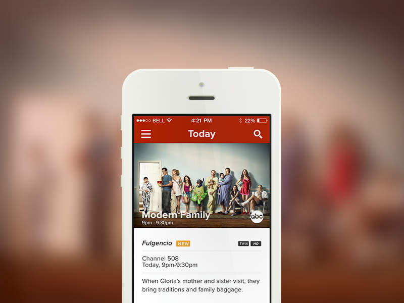 TV Programming App - iOS 7 Update ios7 ios 7 blur ios iphone retina proxima nova stack nav mobile app