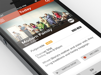 TV Guide/DVR/Remote App app clean flat ios iphone mobile tv ui ux