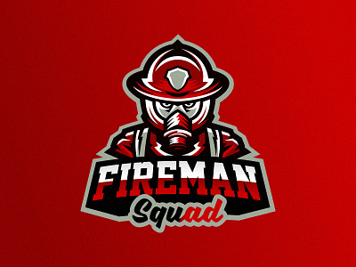 Fire squad club emblem esport firefighter fireman hockey logo mascot mask sport team