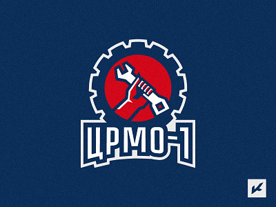 Logo for the factory sports team "CRMO-1" arm emblem factory logo logotype sport sportlogo team wrench