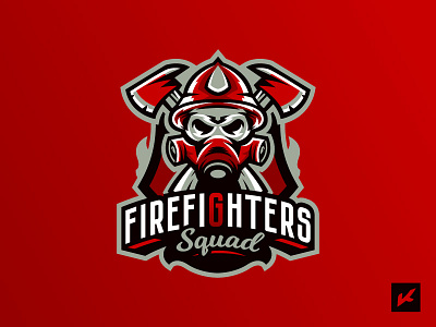 Fireman's logotype axe emblem firefighter fireman helmet logo mascot skull sport team