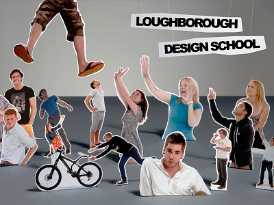 Loughborough Design School art direction branding card cardboard cutout idenitity people photography string students
