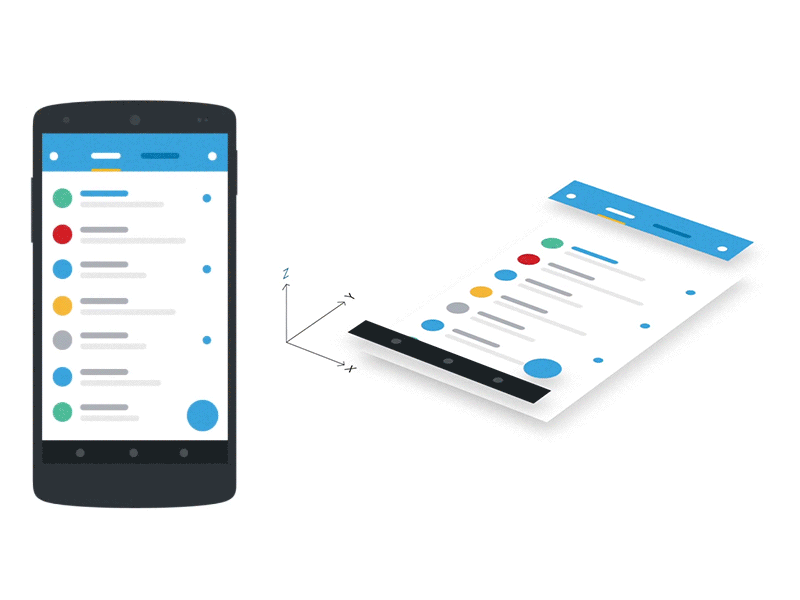 Framework Animation 3d android animation bip design framework material menu messenger navigation planes structure