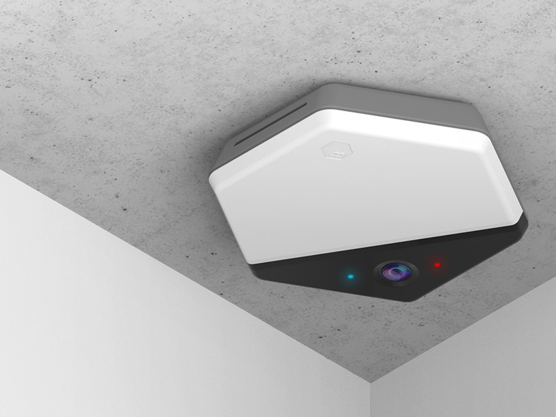 Beringar isometric keyshot render hexagon sensor spaces startup industrial design hardware iot beringar