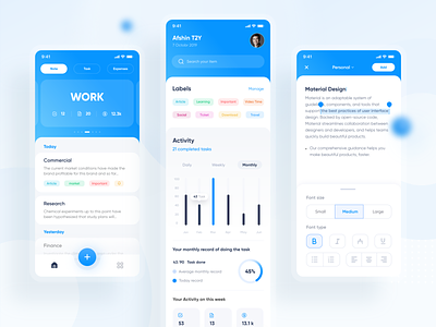 Minidify App UI app blue category design flat icon illustration minimal note notebook notebooks notes tag task todolist typography ui ux vector write
