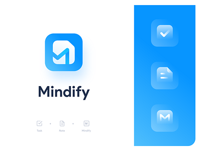 Mindify Logo blue branding design expense flat icon identity identitydesign illustration illustrator logo minimal note notebook notebooks notes task tasks vector
