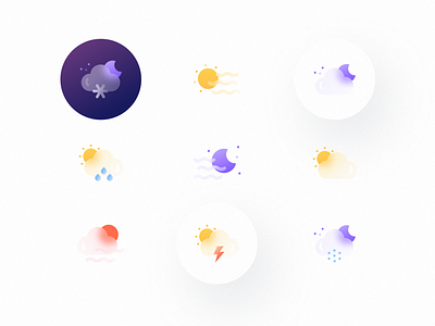 Weatherly Icons | Glass app cloud design flat icon icons icons set illustration illustrator minimal moon rain snow sun ui vector weather weather icon weather icons website