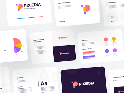 Pixiedia Brand book agency brand book brand guidelines brandbook branding ci book design design agency icon identity illustration logo logo design logotype minimal visual identity