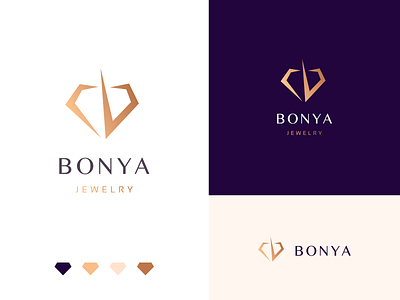 Bonya Jewelry Logo brandbook branding cibook design diamond gold icon illustration jewelrt logo jewelry logo logo design logo designer minimal silver vector
