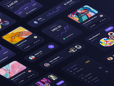 NFT Dashboard Project Components - Dark Version blockchain collection component components crypto crypto currency dashboard ui dashobard icon illustration minimal nft nft collection nft dashboard nft panel panel ui ui ui components ux