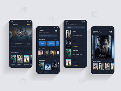 movie app design film illustration ui video