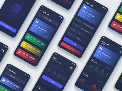 manage your cards app bank card design icon illustration typography ui ux vector