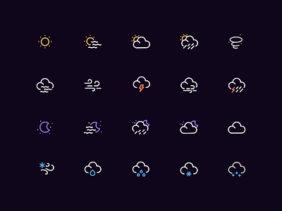 Weather icon set - Dark