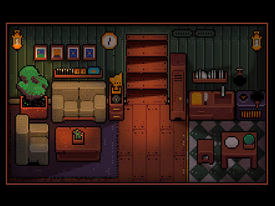 Pixel Sweet Home 02 cook living room pixel pixel art room sofa wood