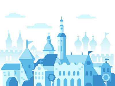 Tallinn, Estonia castle city design flat illustration