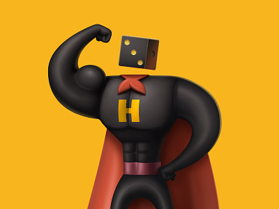 Hobbyman 3d board game branding character dice fun hobby hobbygames illustration power super hero superhero