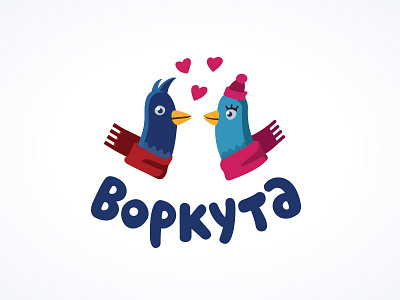 Vorkuta branding bird city cold dove hat logotype love russia scarf winter