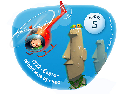 In the sky / April 5 - 1722- Easter island was opened april calendar celebration character date easter fun illustration sticker