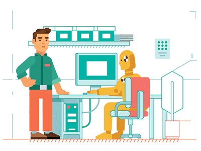 Corporate illustration style for Kaspersky Lab animation character flat guide guideline illustration kaspersky robot software stroke technology testing