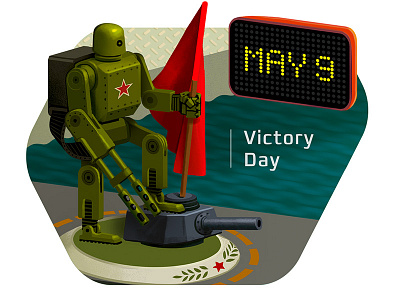 Robots \ May 9 - Victory Day 9 calendar celebration character date fun illustration may robot sticker victory