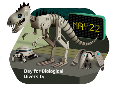 Robots \ May 22 - Day for Biological Diversity calendar celebration character date diology evolution fun illustration may robot sticker