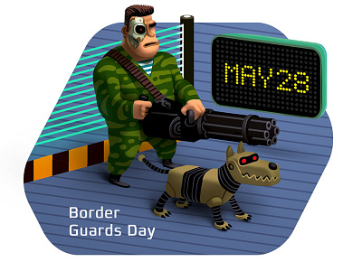 Robots \ May 28 - Border Guards Day arnold border calendar celebration character fun guard illustration may robot sticker terminator