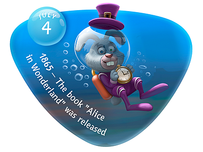 Underwater\July4 - The book "Alice in Wonderland" was releaced alice calendar celebration character date fun illustration july rabbit sticker underwater