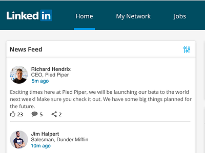 Linkedin Concept Debut design homepage interface social ui ux web