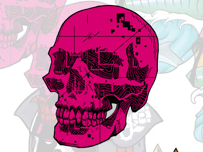 Pink illustration pack skull