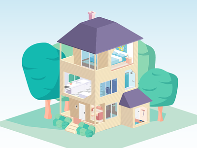 Isometric house flat home house illustration infographic isometric