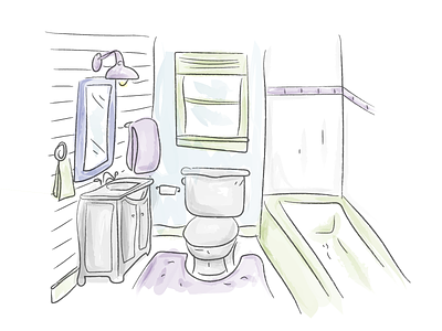Watercolor Bathroom! bathroom draw illustration sketch watercolor