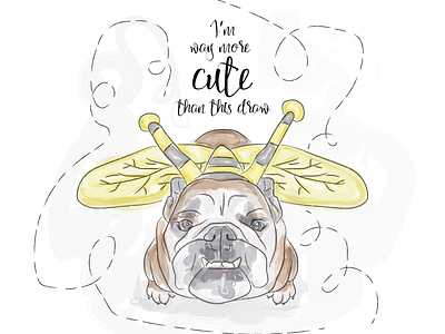 Petunia best boss bulldog dog draw illustration watercolor