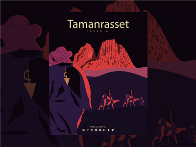 Poster for Tamenrasset -Algeria algeria desert desert by night illustration illustrator night poster poster art poster design sahara vector art