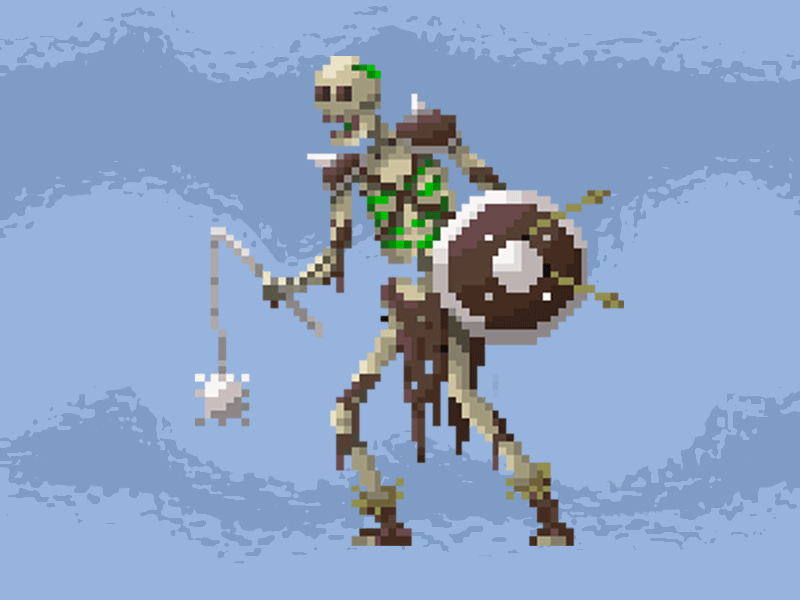 16-Bit Skeleton (_O,,O_) 16 bit animate cannon fodder morning star photoshop pixel art side scroller skeleton video game art