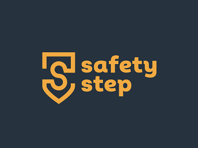 Safety Step logo branding design flat graphic design icon illustrator logo minimal s letter logo safety shield shield logo typography