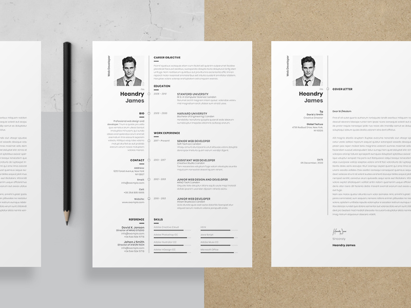 Resume job resume minimal clean web developer graphic designer professional elegant cv resume skills template