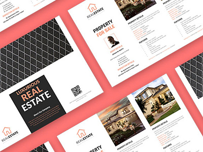 Real Estate Landscape Flyer clean elegant flyer indesign landscape layout minimal professional real estate template