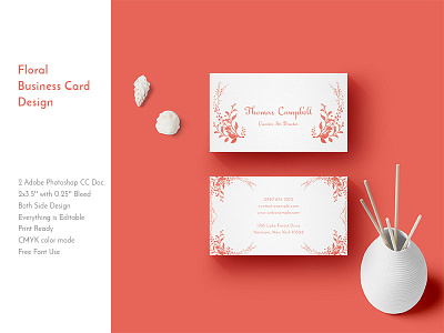 Floral Business Card Design business business card design clean elegant floral business card illustration layout minimal multipurpose professional simple templates