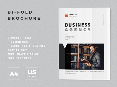 Bi-Fold Brochure Design advertising agency brochure brochure design business clean corporate editable elegant marketing minimal modern professional services simple templates