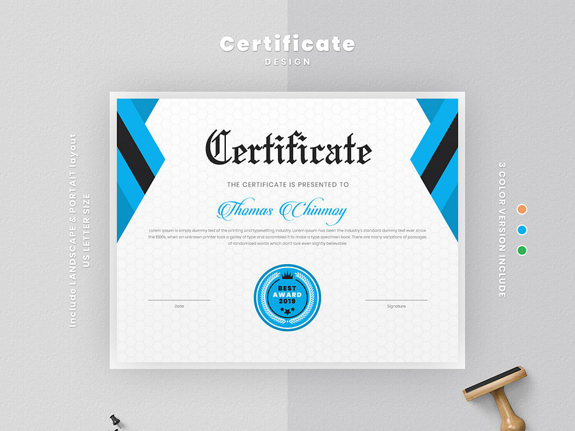 Modern certificate template layout by Amit Debnath on Dribbble