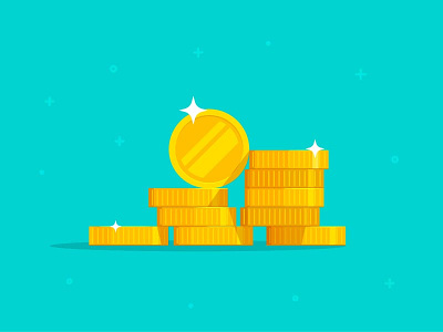 Coins Money Stack Vector cash coin coins flat golden money penny stack stacked vector